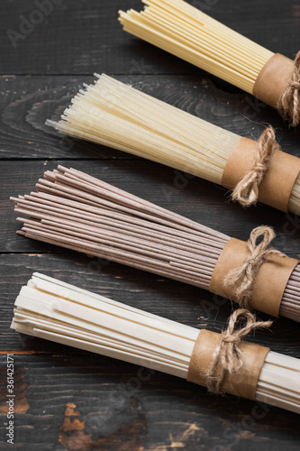 Gluten-free noodles of various kinds. photo