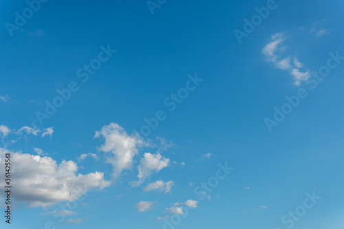 Blue sky background with small cloud.