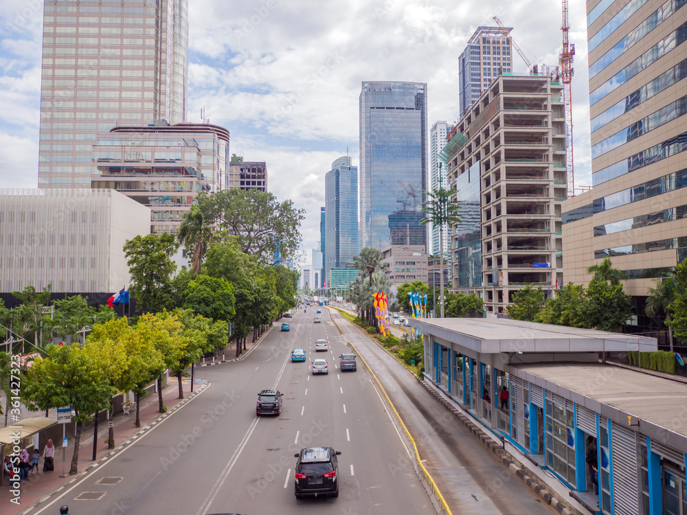 Day road traffic in the city of Jakarta. Indonesia.