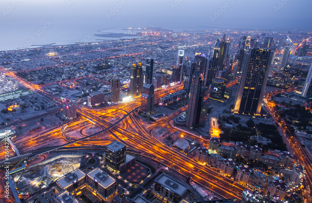 Night view of Dubai from Burj Khalifa.Dubai Night view of Dubai from Burj Khalifa.Dubai