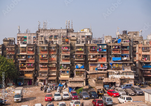 Residential building in the slums of Mumbai. photo