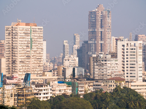 Mumbai skyline view from Marine Drive in Mumbai  India.