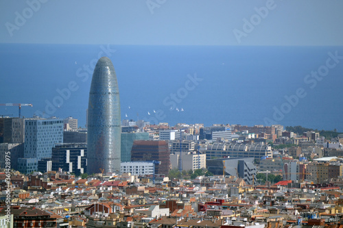 Canvas Print Scenic aerial view of the Agbar Tower in Barcelona in Spain