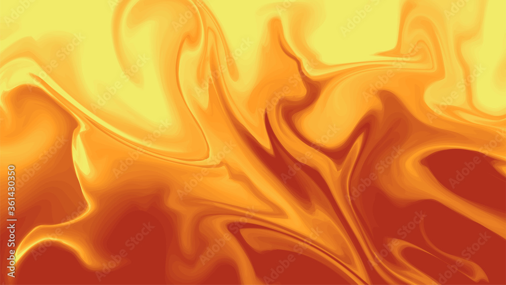 Abstract background. Liquid mix texture. Low quality gradient. Sharp edge color step. Futuristic yellow and dark orange backdrop. Marble texture. Stock vector illustration