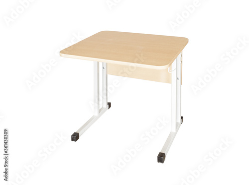 Wooden school desk transformer for school carved on a white background.