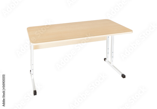 Wooden school desk transformer for school carved on a white background.
