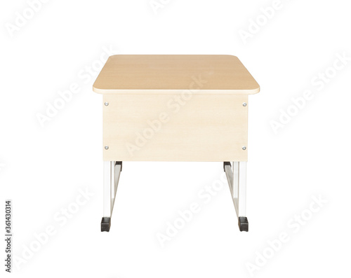 Wooden school desk transformer for school carved on a white background.