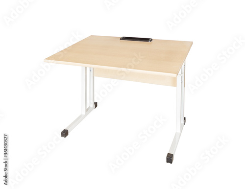 Wooden school desk transformer for school carved on a white background.