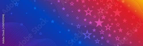 Web banner with elements of the American national flag  many stars. Decorative USA banner suitable for background  headers  posters  cards  website. Vector illustration