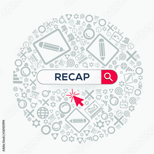 (recap) Word written in search bar,Vector illustration.	