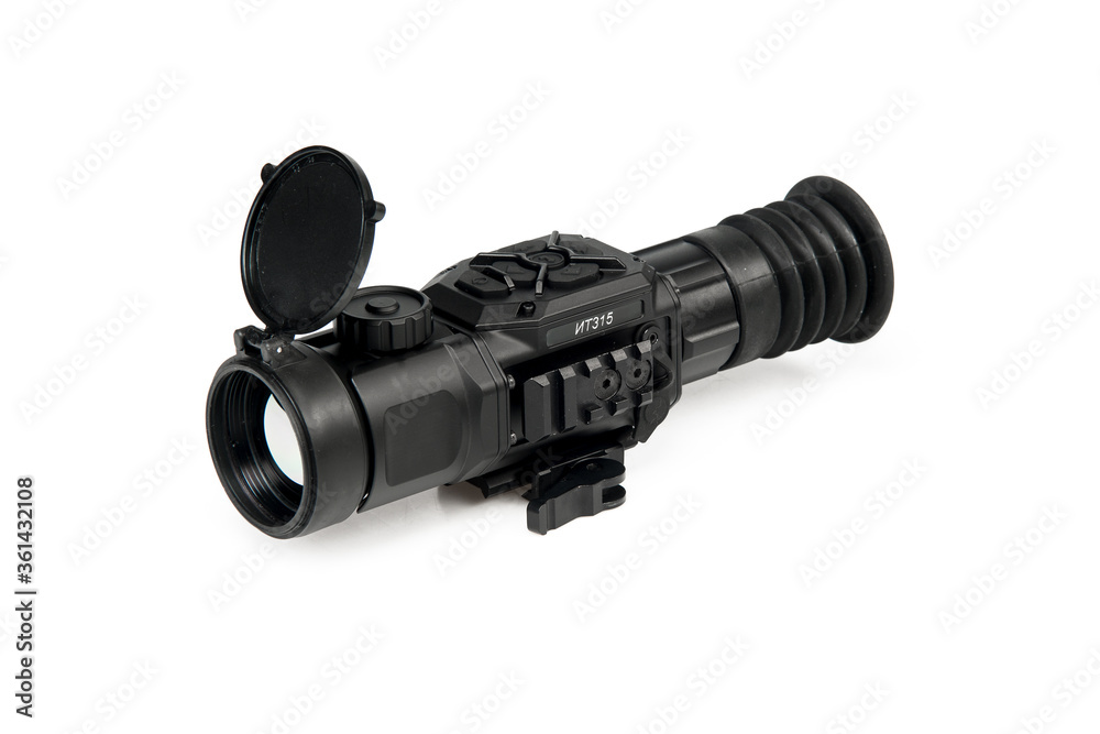Optical sight for weapons on a white background