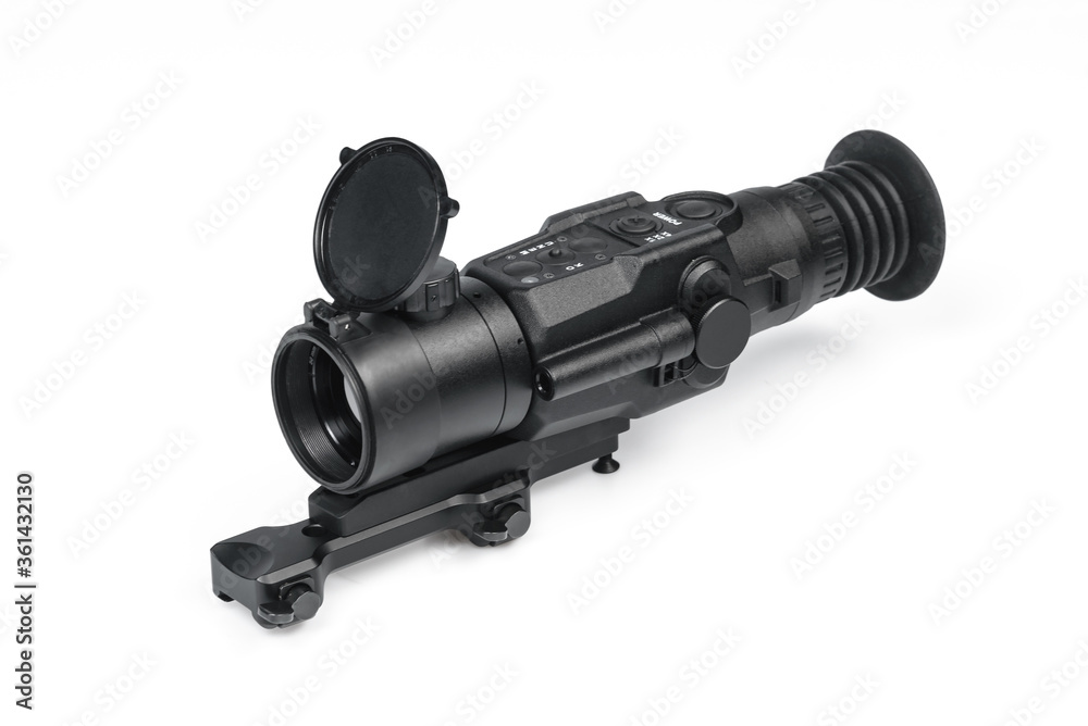 Optical sight for weapons on a white background