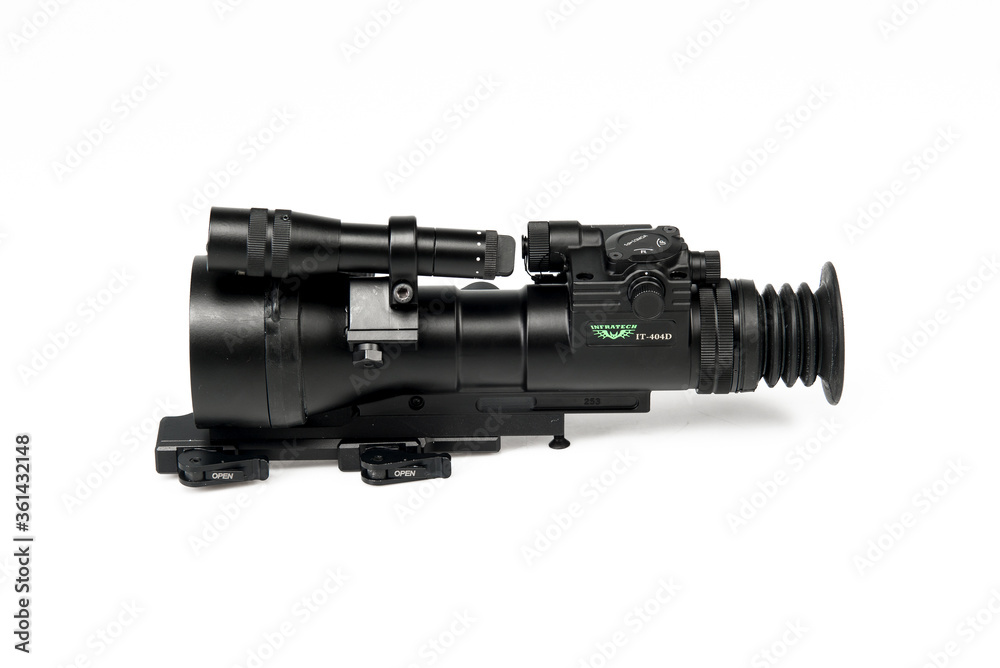 Optical sight for weapons on a white background Optical sight for weapons on a white background