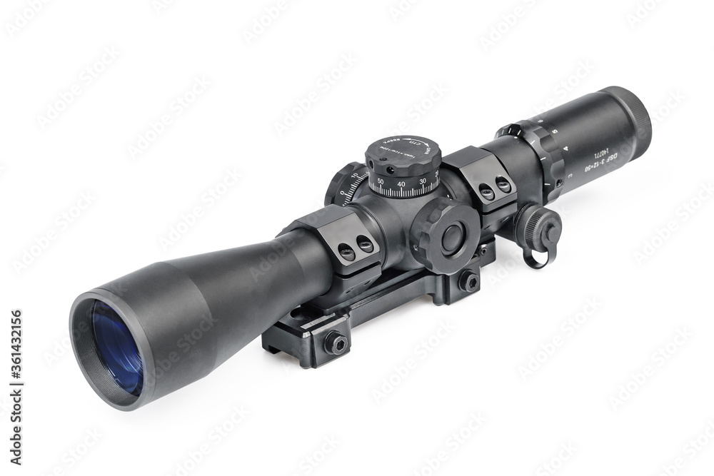 Optical sight for weapons on a white background