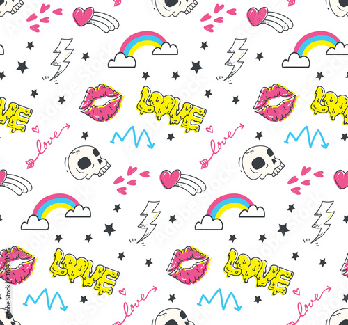 Cute doodle vector seamless background