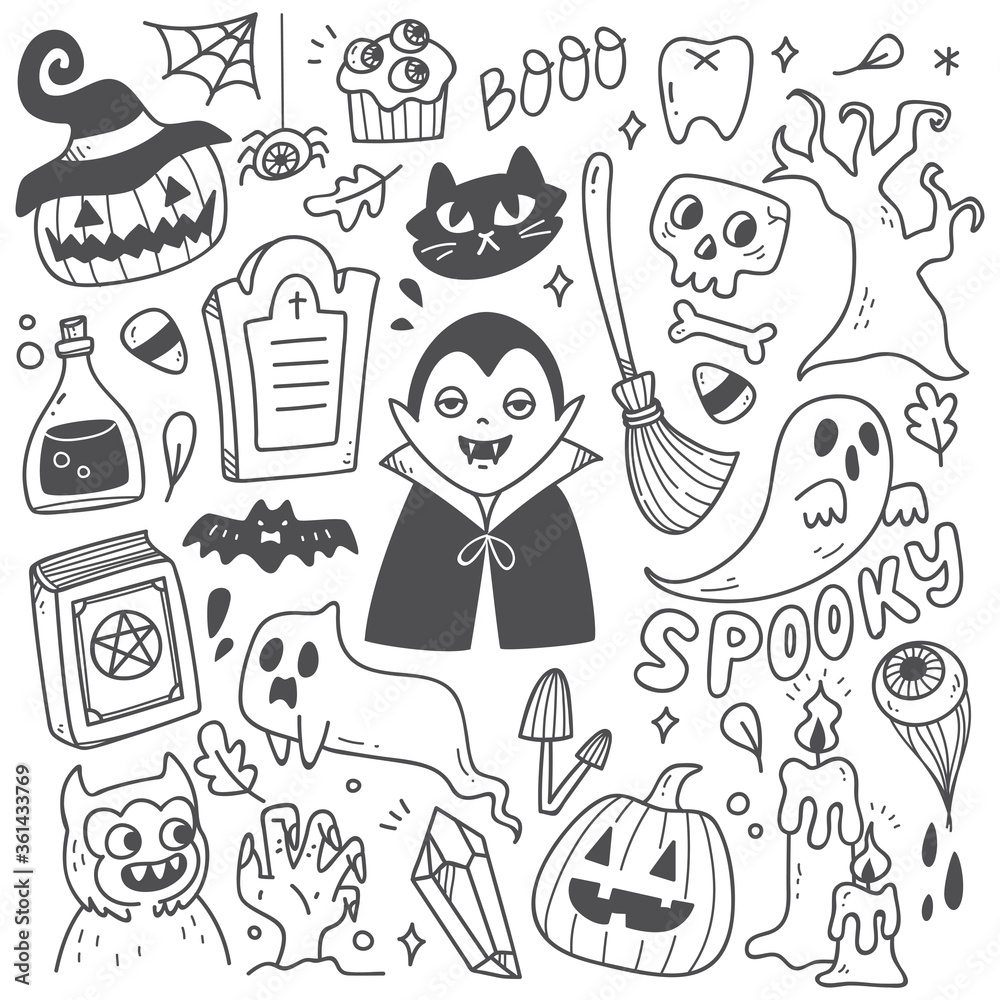 Set of cute Halloween doodles Set of cute Halloween doodles