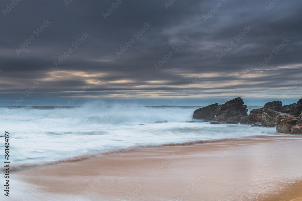 Moody Seascape with Large and Powerful Surf