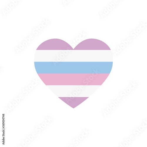 intersexual flag heart, LGBTQ community flag, vector color illustration