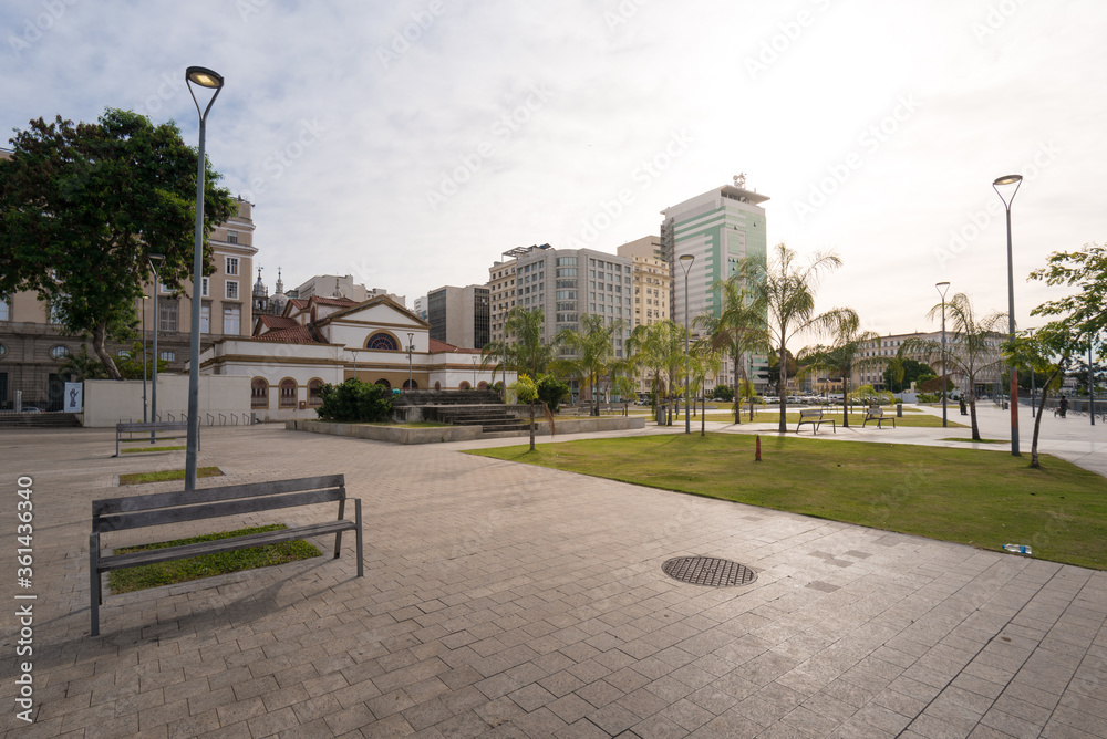 Naklejka premium Empty Square in Rio de Janeiro Downtown