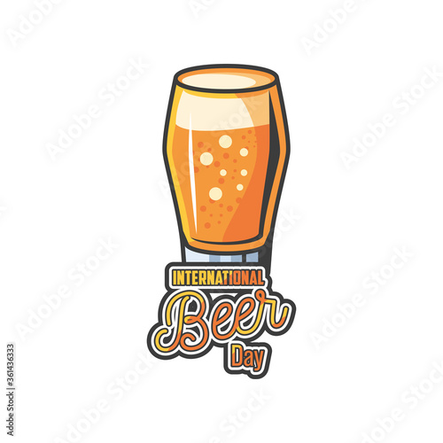 International beer day with glass detailed style icon vector design
