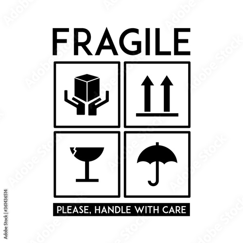 Fragile label design template badge sticker for business design element