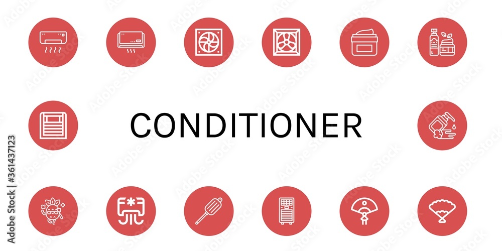 conditioner simple icons set