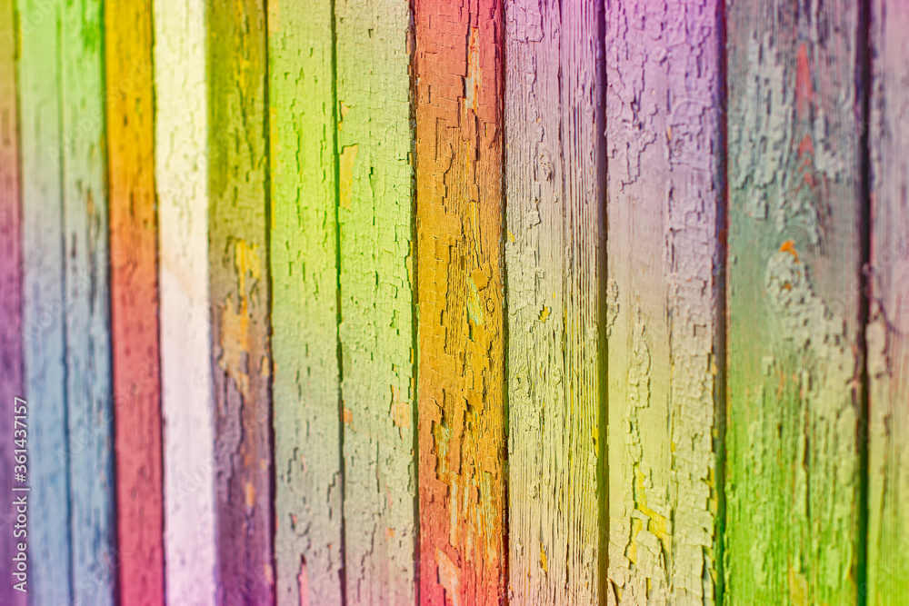 Colorful Wooden Planks Part of Rustic Fence