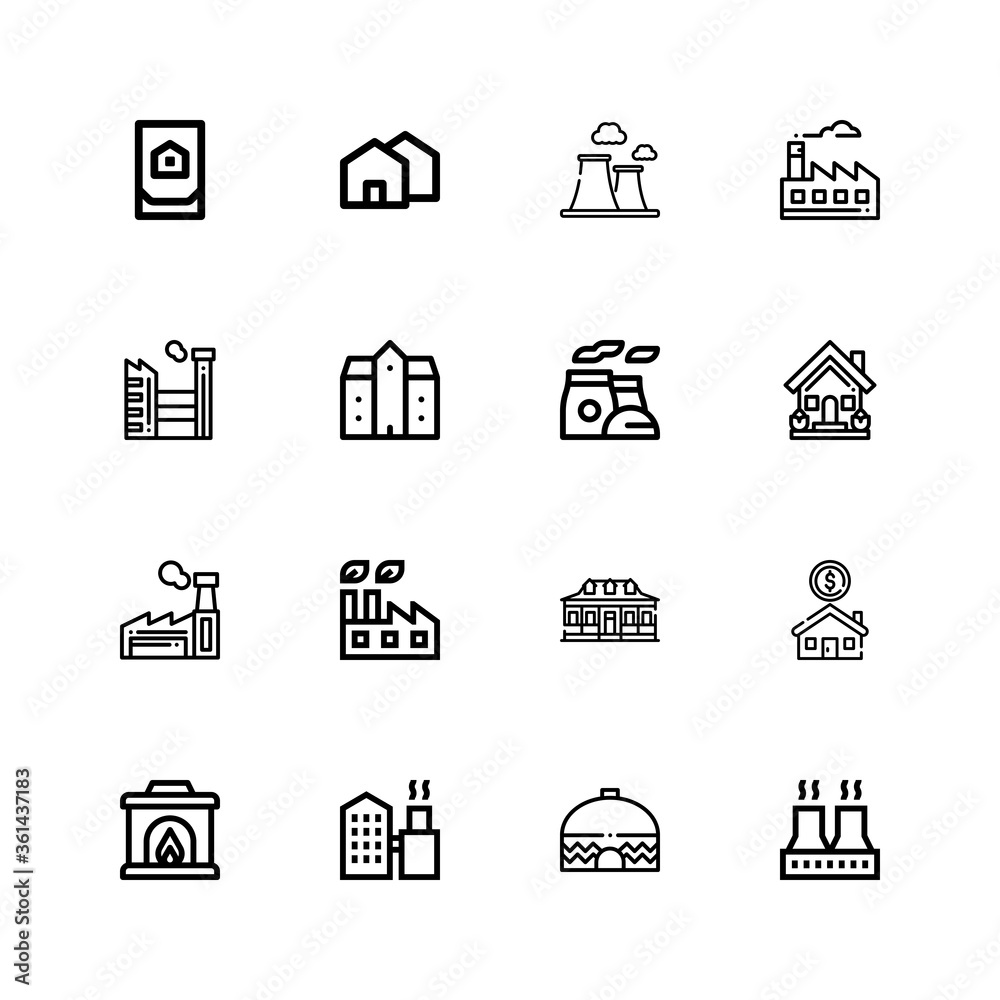Editable 16 chimney icons for web and mobile