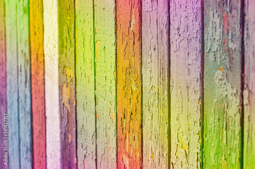 Colorful Wooden Planks Part of Rustic Fence