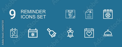 Editable 9 reminder icons for web and mobile