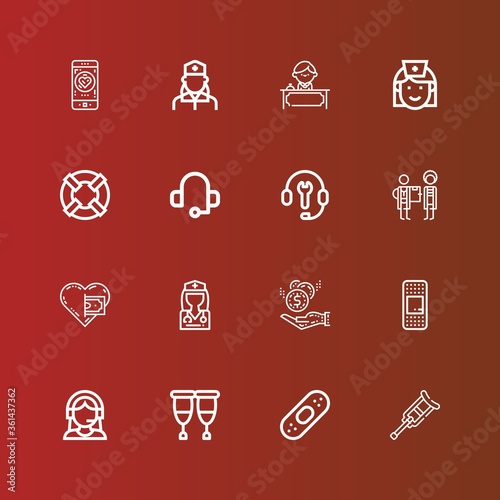 Editable 16 assistance icons for web and mobile © Nadir