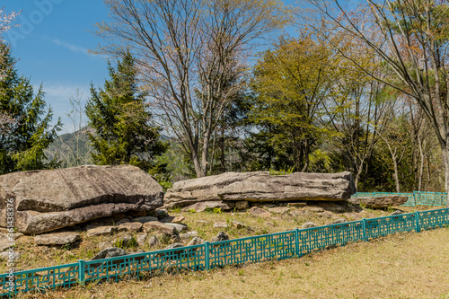 Ancient boulders in rock garden photo