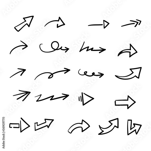 hand drawn doodle arrow collection icon vector