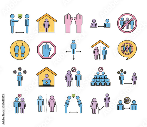 bundle of distance social set icons