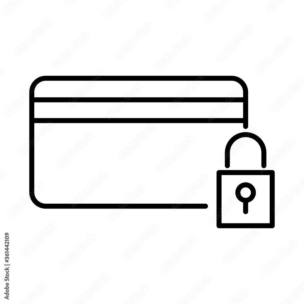 credit card with padlock payment online line style icon credit card with padlock payment online line style icon