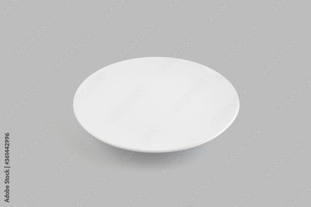 Dish isolated on white background, utensil for food, ceramic plate with empty, kitchenware or dishware with stainless in studio, object concept. Dish isolated on white background, utensil for food, ceramic plate with empty, kitchenware or dishware with stainless in studio, object concept.