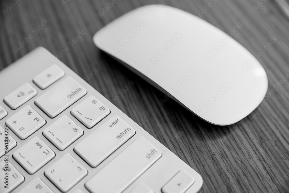 White close up keyboard office desk table is very useful tool for personal computer White close up keyboard office desk table is very useful tool for personal computer