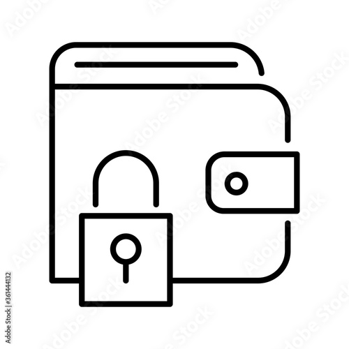 bills money dollars in wallet with padlock line style
