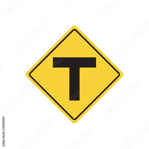 T intersection warning sign