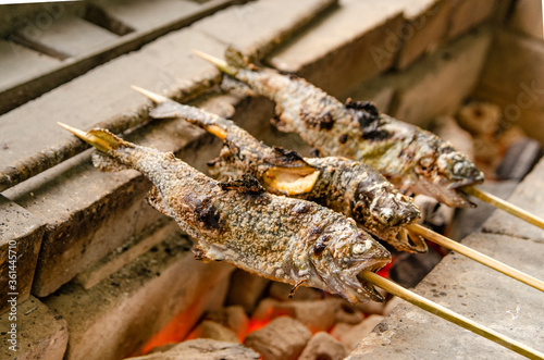 ヤマメの塩焼き　川魚の炭火焼き photo