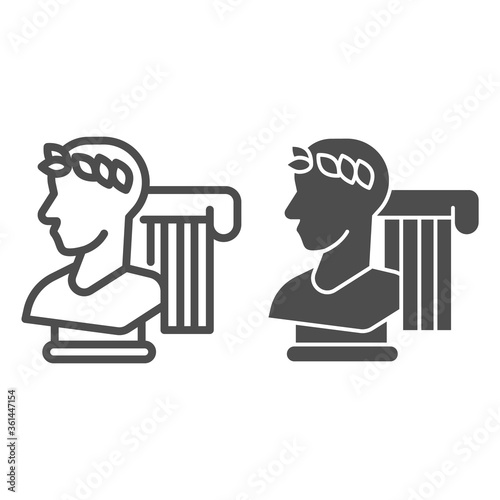 Greek statue and column line and solid icon, Back to school concept, monument and column sign on white background, Vintage ancient Greece elements icon in outline style for mobile. Vector graphics.