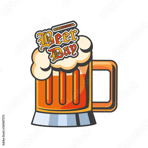 International beer day with glass detailed style icon vector design