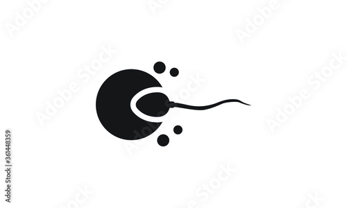 Sperm fertilizing egg cell icon. Simple element illustration.
