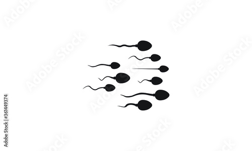 Sperm icon fertilizing egg cell. Logo drawn in flat style.
