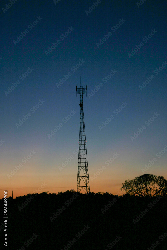 oil tower at sunset