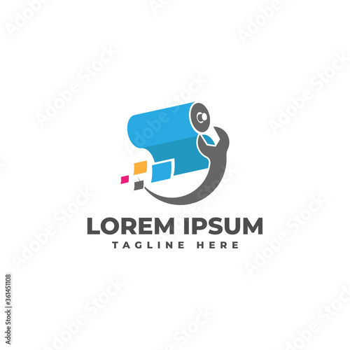 Digital Printing Repair Logo Vector Icon Illustration