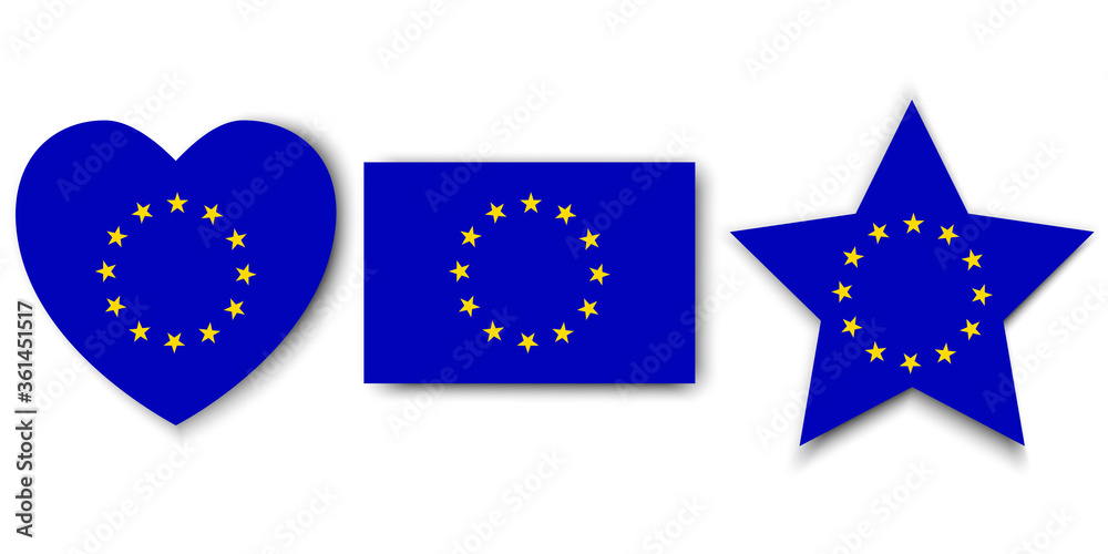 EU flag icons. Collection of flags of the European Union. Different forms of emblems of European countries. Stock Photo. EU flag icons. Collection of flags of the European Union. Different forms of emblems of European countries. Stock Photo.