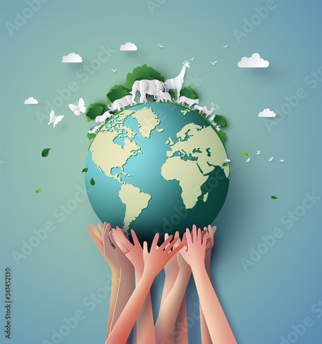 Hands Lifting the Earth for Nature and Wildlife