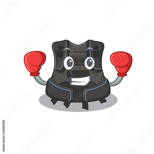 Scuba buoyancy compensator Caricature character design as a champion of boxing competition