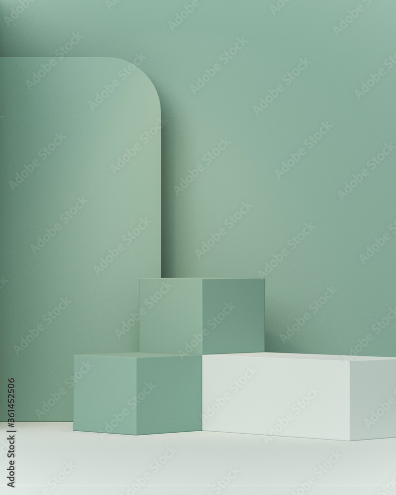 Minimal scene with podium and abstract background. Pastel blue and white colors scene. Trendy 3d render for social media banners, promotion, cosmetic product show. Geometric shapes interior.
Minimal scene with podium and abstract background. Pastel blue and white colors scene. Trendy 3d render for social media banners, promotion, cosmetic product show. Geometric shapes interior.